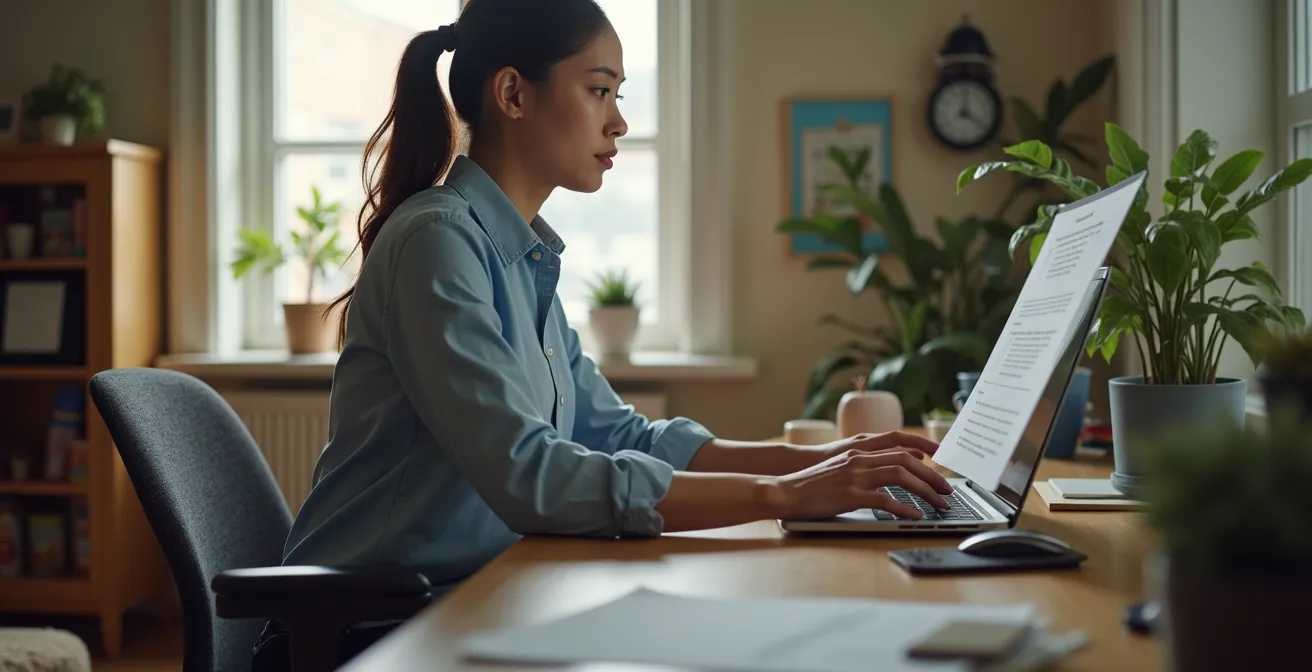 Remote worker navigating home office hazards and liability zones